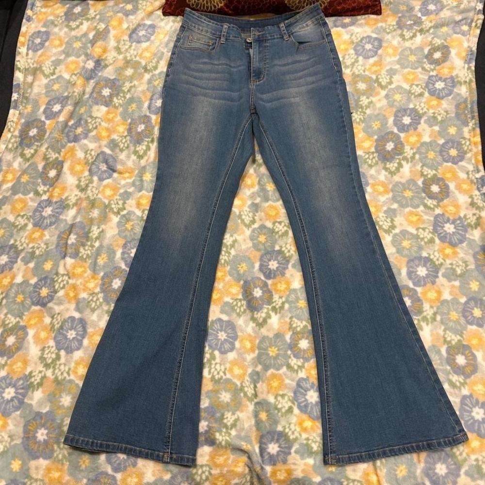 Blue Flare Denim Jeans No Brand Women's Medium Like New